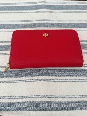 Tory Burch Red Zip-Around Emerson Wallet